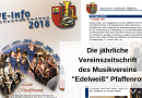 Die jährliche Vereinszeitschrift des Musikvereins „Edelweiß“ Pfaffenrot